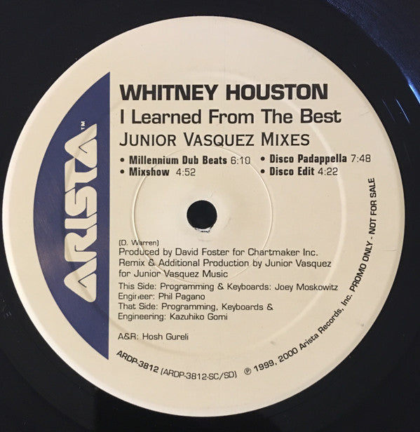 Whitney Houston : I Learned From The Best (Junior Vasquez Mixes) (2x12", Promo)
