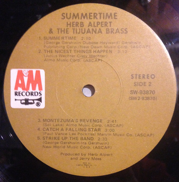 Herb Alpert & The Tijuana Brass : Summertime (LP, Album, Club, Cap)