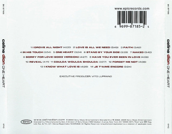 Céline Dion : One Heart (CD, Album)