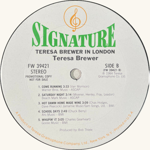 Teresa Brewer : Teresa Brewer In London (LP, Album, Comp, Promo)