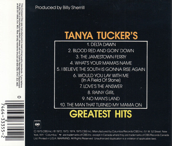 Tanya Tucker : Greatest Hits (CD, Comp, RE)