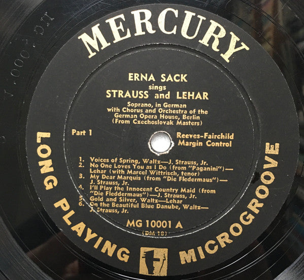 Erna Sack : Erna Sack Sings Strauss, Lehar And Popular Favorites (LP, Comp, Mono)