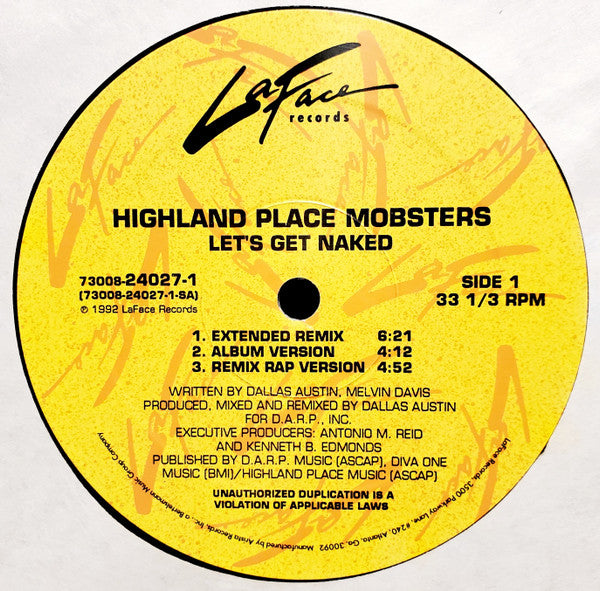 Highland Place Mobsters : Let's Get Naked (12")