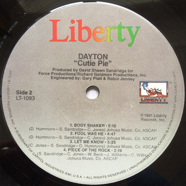 Dayton : Cutie Pie (LP, Album, Jac)