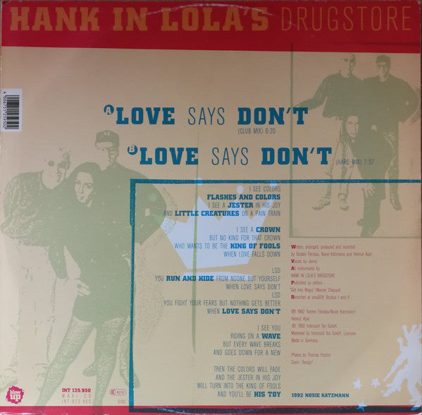 Hank In Lola's Drugstore : Love Says Don't (12")