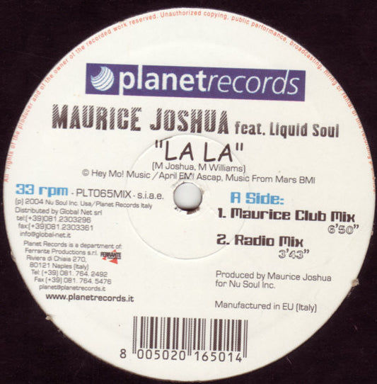 Maurice Joshua Featuring Liquid Soul (2) : La La (12")