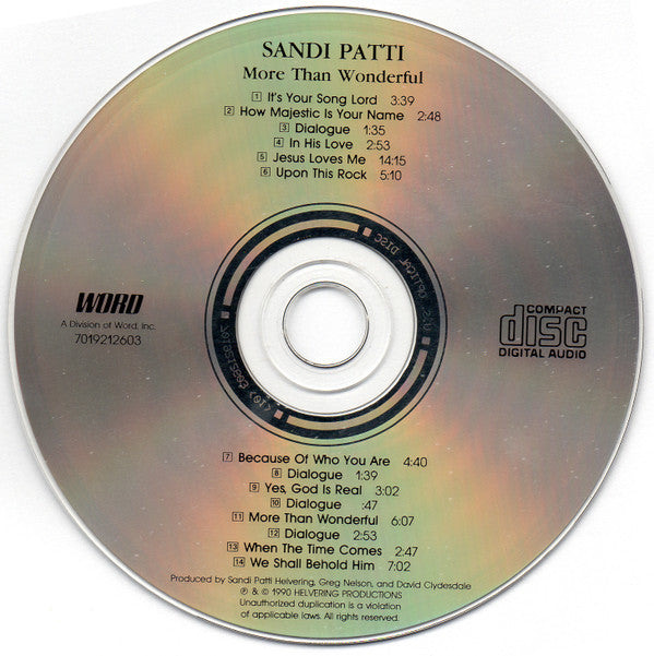 Sandi Patty : More Than Wonderful (CD, Album, RE)