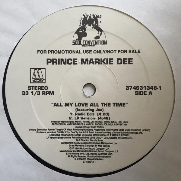 Prince Markie Dee Featuring Joe : All My Love All The Time (12", Promo)