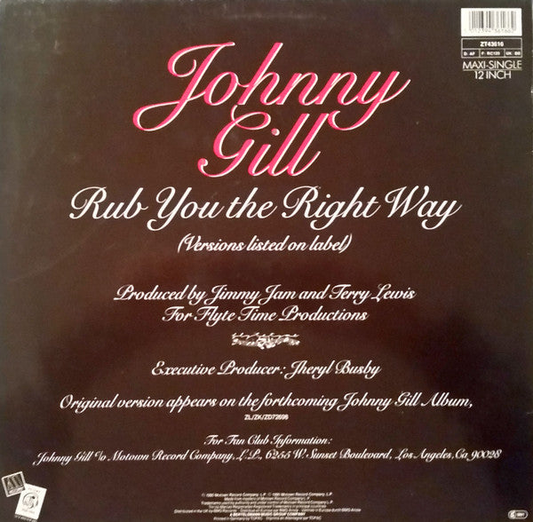 Johnny Gill : Rub You The Right Way (12")