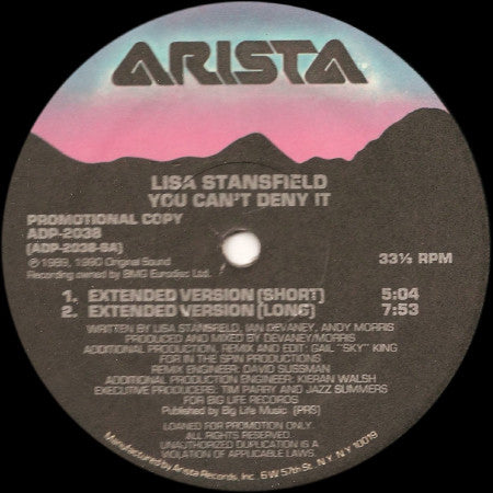 Lisa Stansfield : You Can't Deny It (12", Promo)