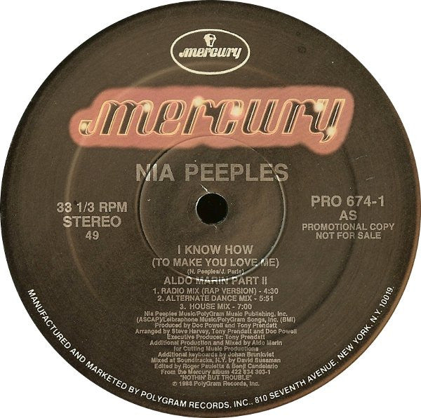 Nia Peeples : I Know How (To Make You Love Me) (12", Maxi, Promo)