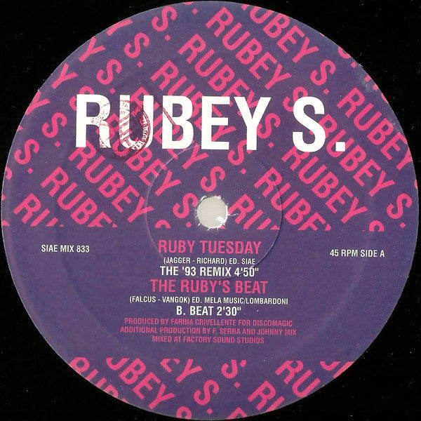 Rubey S. : Ruby Tuesday (Remix '93) (12")