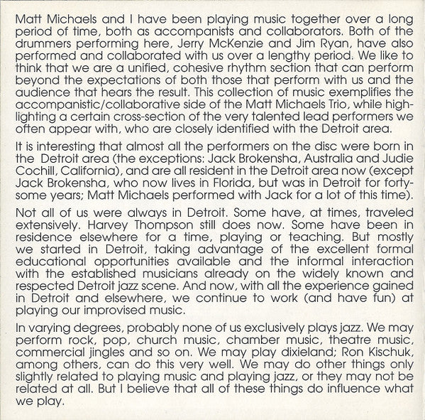 The Matt Michaels Trio : The Matt Michaels Trio & Friends (CD, Album)