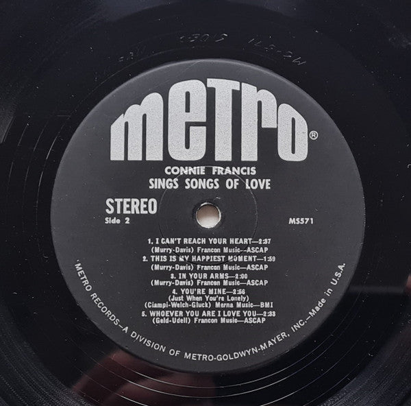 Connie Francis : Sings Songs Of Love (LP, Comp)