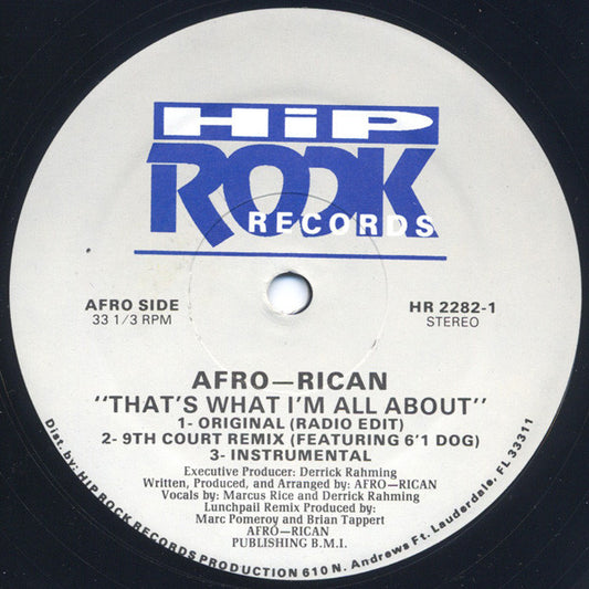 Afro-Rican : That's What I'm All About (12")
