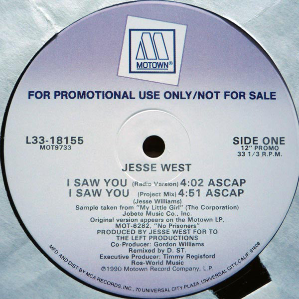 Jesse West : I Saw You (12", Promo)