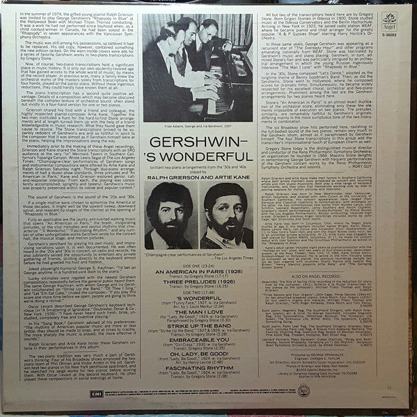Ralph Grierson & Artie Kane : Gershwin - 'S Wonderful (LP, Album)