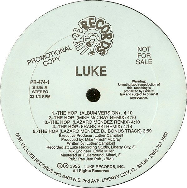 Luke : The Hop (12", Promo)