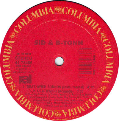 Sid & B-Tonn : Deathwish (12", Single)