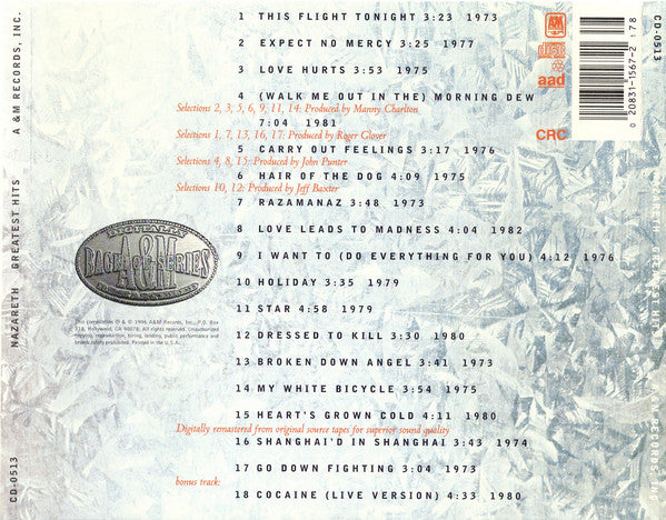 Nazareth (2) : Greatest Hits (CD, Comp, Club, RM, CRC)