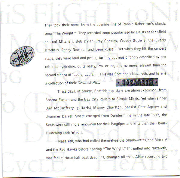 Nazareth (2) : Greatest Hits (CD, Comp, Club, RM, CRC)