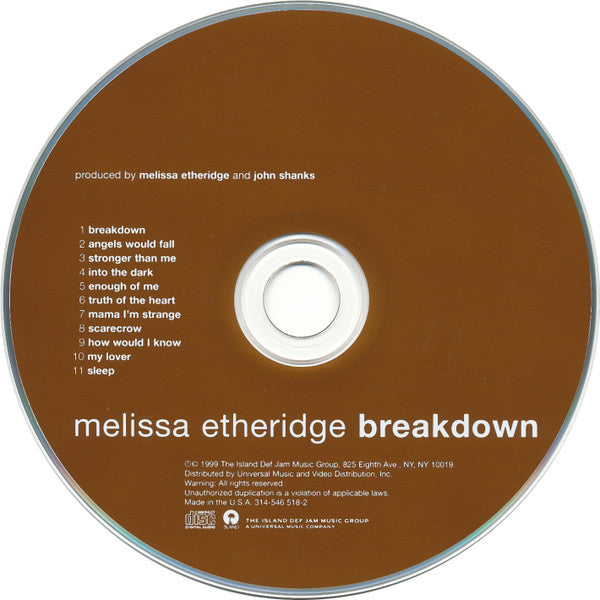 Melissa Etheridge : Breakdown (CD, Album, Club, Enh)