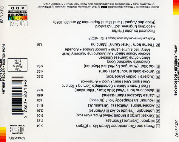 Arthur Fiedler, The Boston Pops Orchestra : Pops Concert (CD, Album, RE)