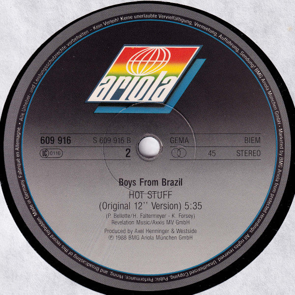 Boys From Brazil : Hot Stuff (12", Maxi)