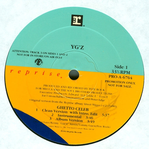 YG'z : Ghetto Celeb / Wonders In Da Bed (12", Promo)