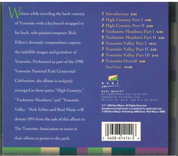 Rick Erlien : The Music Of Yosemite (CD, Album)