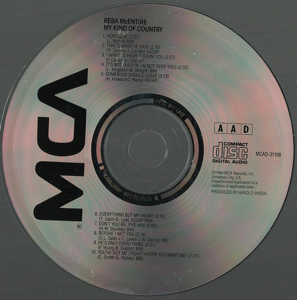 Reba McEntire : My Kind Of Country (CD, Album, RE)