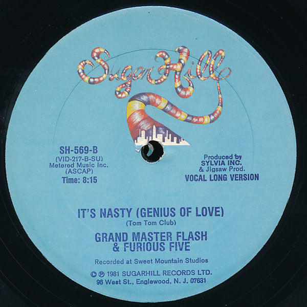 Grandmaster Flash & The Furious Five : It's Nasty (Genius Of Love) (12", Blu)