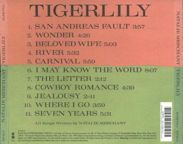 Natalie Merchant : Tigerlily (CD, Album, Club, RE, BMG)