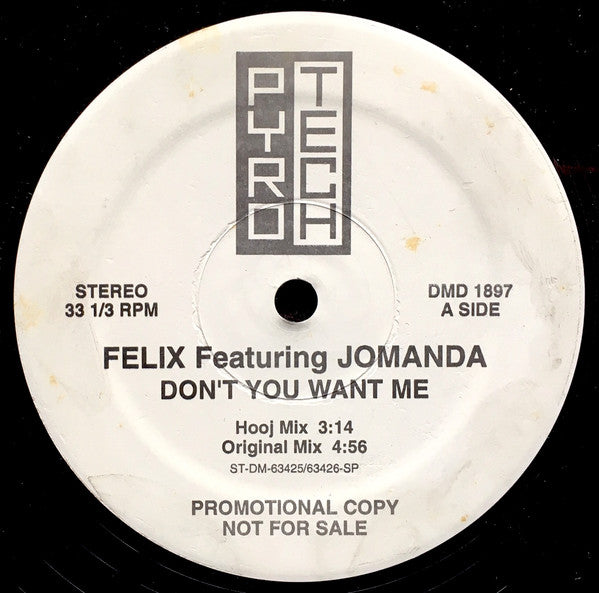 Felix Featuring Jomanda : Don't You Want Me (12", Promo)