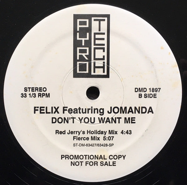Felix Featuring Jomanda : Don't You Want Me (12", Promo)