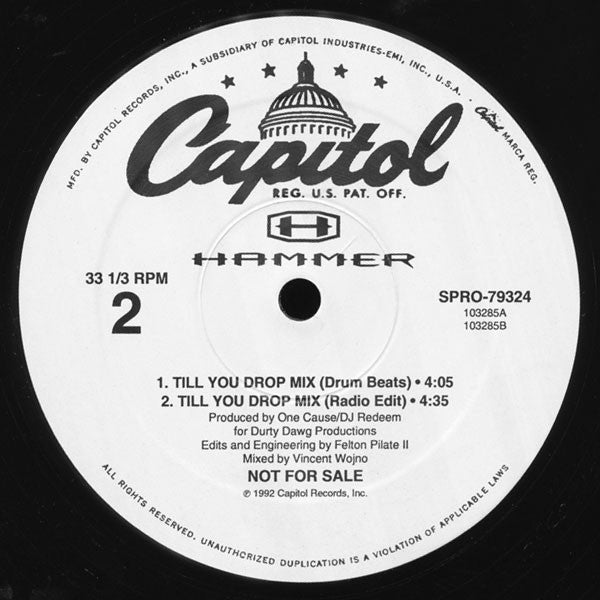 MC Hammer : Till You Drop Mix (12", Promo)