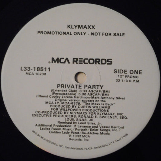 Klymaxx : Private Party (12", Promo)