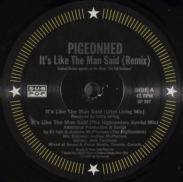 Pigeonhed : It's Like The Man Said (Remix) (12")