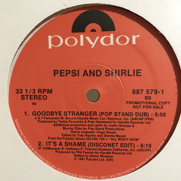 Pepsi & Shirlie : Goodbye Stranger (12", Promo)