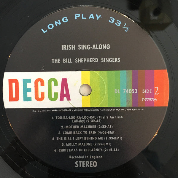 The Bill Shepherd Singers : Irish Sing-Along (LP, Album, RP)