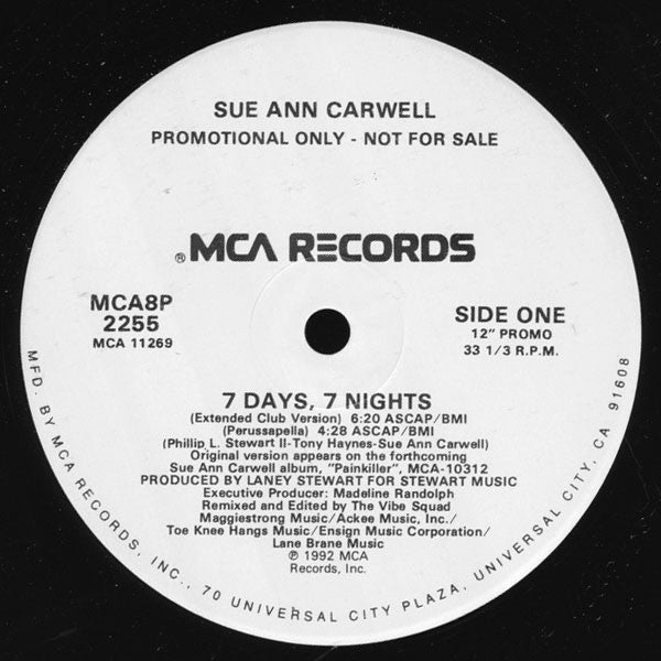 Sue Ann Carwell : 7 Days, 7 Nights (12", Promo)