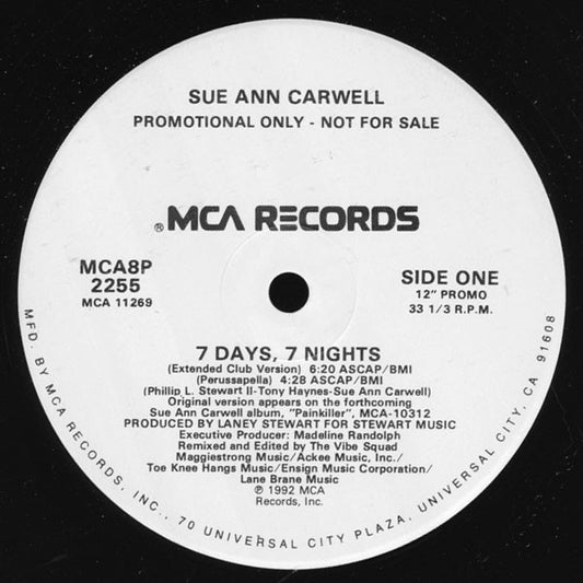 Sue Ann Carwell : 7 Days, 7 Nights (12", Promo)