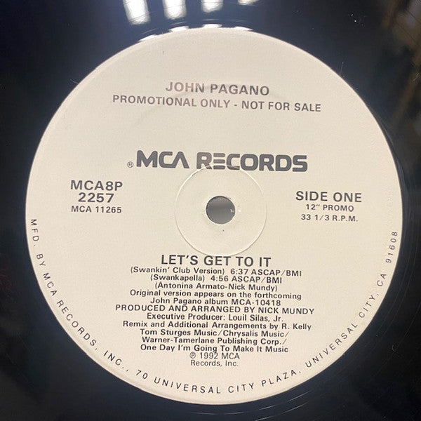 John Pagano : Let's Get To It (12", Single, Promo)