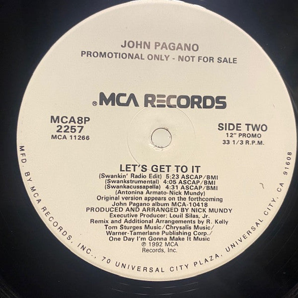 John Pagano : Let's Get To It (12", Single, Promo)