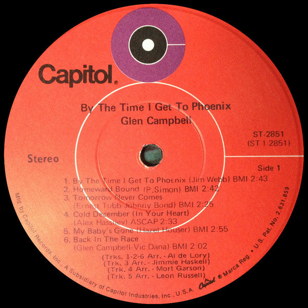 Glen Campbell : By The Time I Get To Phoenix (LP, Album, RE, Win)