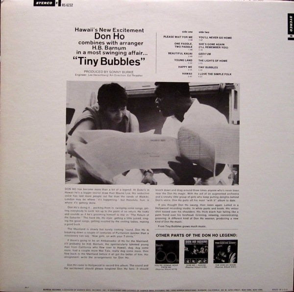 Don Ho : Tiny Bubbles (LP, Album, RE)