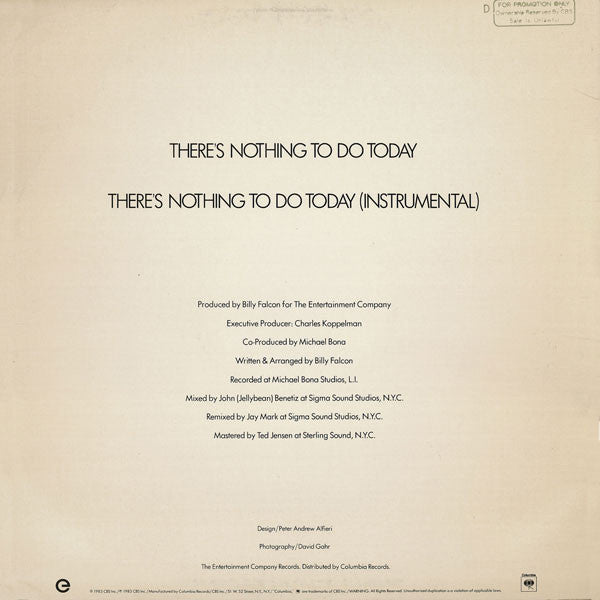 Billy & Myla : There's Nothing To Do Today (12", Promo)