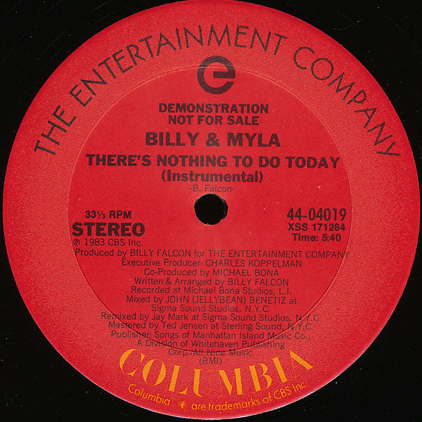 Billy & Myla : There's Nothing To Do Today (12", Promo)