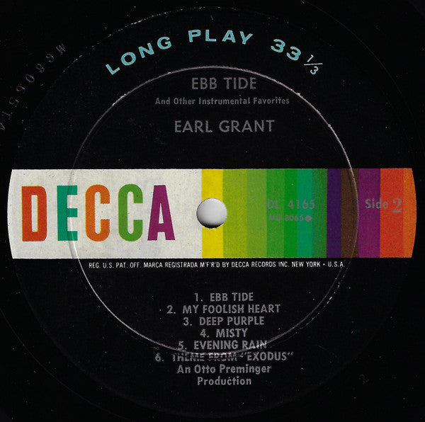 Earl Grant : Ebb Tide And Other Instrumental Favorites (LP, Album, Mono)