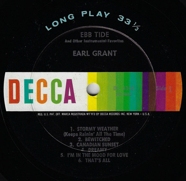 Earl Grant : Ebb Tide And Other Instrumental Favorites (LP, Album, Mono)